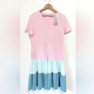 Lands End Color Tier Soft Oversized Modal Cotton Skater Dress Small